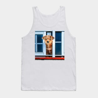 Dog on a balcony Tank Top